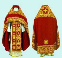 Red Embroidered Priest Vestment